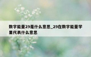 数字能量 29 是什么意思_29 在数字能量学里代表什么意思