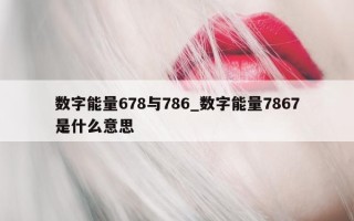 数字能量 678 与 786_数字能量 7867 是什么意思