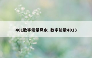 401 数字能量风水_数字能量 4013