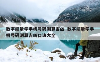 数字能量学手机号码测算吉凶_数字能量学手机号码测算吉凶口诀大全