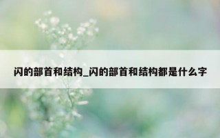 闪的部首和结构_闪的部首和结构都是什么字