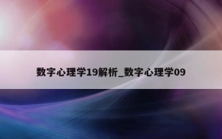 数字心理学 19 解析_数字心理学 09