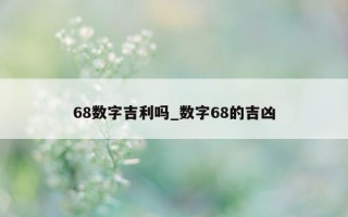 68 数字吉利吗_数字 68 的吉凶