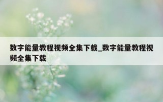 数字能量教程视频全集下载_数字能量教程视频全集下载