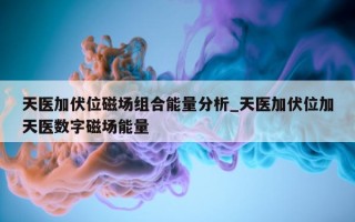 天医加伏位磁场组合能量分析_天医加伏位加天医数字磁场能量