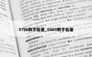 5796 数字能量_6865 数字能量