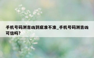 手机号码测吉凶到底准不准_手机号码测吉凶可信吗?