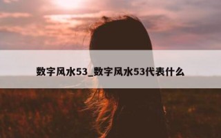 数字风水 53_数字风水 53 代表什么