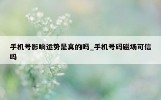 手机号影响运势是真的吗_手机号码磁场可信吗