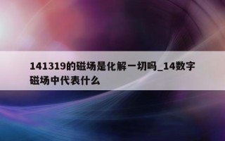 141319 的磁场是化解一切吗_14 数字磁场中代表什么