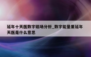 延年十天医数字磁场分析_数字能量里延年 天医是什么意思