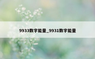 9933 数字能量_9931 数字能量