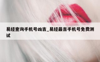 易经查询手机号凶吉_易经最吉手机号免费测试