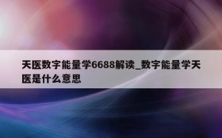 天医数字能量学 6688 解读_数字能量学天医是什么意思