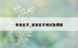 宝宝名字_宝宝名字测试免费版