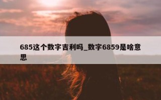 685 这个数字吉利吗_数字 6859 是啥意思