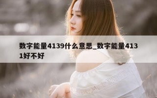 数字能量 4139 什么意思_数字能量 4131 好不好