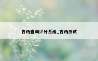 吉凶查询评分系统_吉凶测试