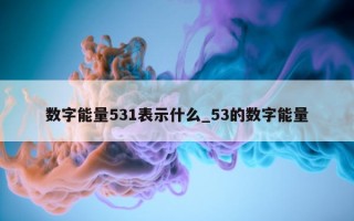 数字能量 531 表示什么_53 的数字能量