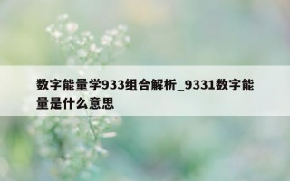 数字能量学 933 组合解析_9331 数字能量是什么意思