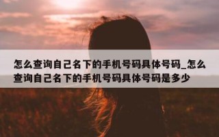 怎么查询自己名下的手机号码具体号码_怎么查询自己名下的手机号码具体号码是多少