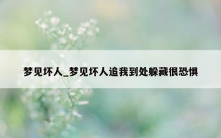 梦见坏人_梦见坏人追我到处躲藏很恐惧