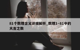 81 个数理含义详细解析_数理 1～81 中的大吉之数