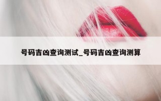 号码吉凶查询测试_号码吉凶查询测算