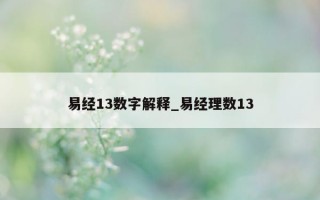 易经 13 数字解释_易经理数 13