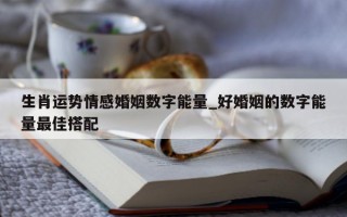 生肖运势情感婚姻数字能量_好婚姻的数字能量最佳搭配