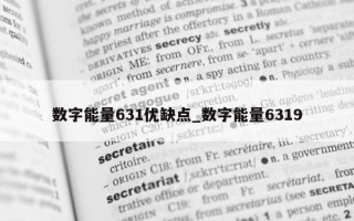 数字能量 631 优缺点_数字能量 6319