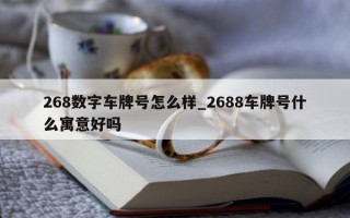 268 数字车牌号怎么样_2688 车牌号什么寓意好吗