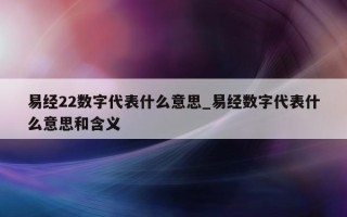 易经 22 数字代表什么意思_易经数字代表什么意思和含义