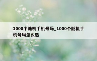 1000 个随机手机号码_1000 个随机手机号码怎么选