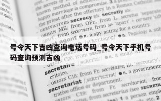 号令天下吉凶查询电话号码_号令天下手机号码查询预测吉凶