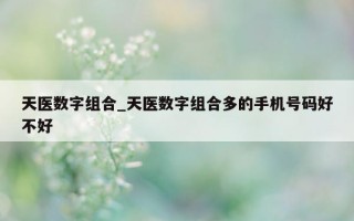 天医数字组合_天医数字组合多的手机号码好不好