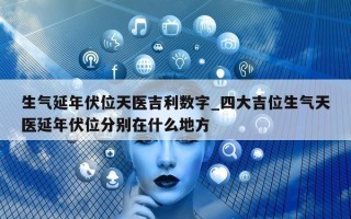 生气延年伏位天医吉利数字_四大吉位生气天医延年伏位分别在什么地方