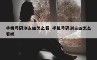 手机号码测吉凶怎么看_手机号码测吉凶怎么看呢