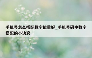 手机号怎么搭配数字能量好_手机号码中数字搭配的小诀窍