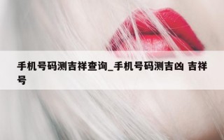 手机号码测吉祥查询_手机号码测吉凶 吉祥号