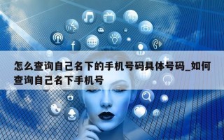 怎么查询自己名下的手机号码具体号码_如何查询自己名下手机号