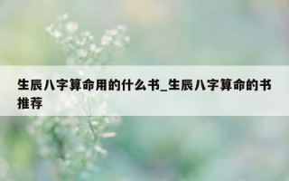 生辰八字算命用的什么书_生辰八字算命的书推荐