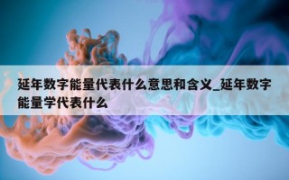 延年数字能量代表什么意思和含义_延年数字能量学代表什么