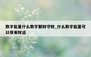 数字能量什么数字聚财守财_什么数字能量可以带来财运