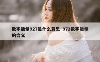 数字能量 927 是什么意思_972 数字能量的含义