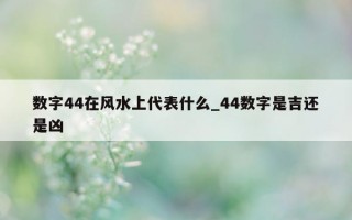 数字 44 在风水上代表什么_44 数字是吉还是凶