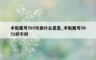 手机尾号 707 代表什么意思_手机尾号 7071 好不好