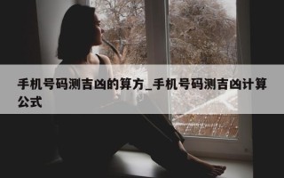 手机号码测吉凶的算方_手机号码测吉凶计算公式