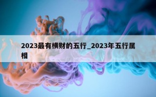 2023 最有横财的五行_2023 年五行属相