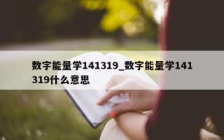 数字能量学 141319_数字能量学 141319 什么意思